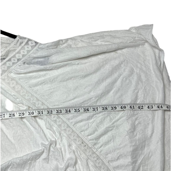 Sundance Boho Top Women's SZ Large white Poncho Flowy Oversized Peasant Blouse - Picture 4 of 5